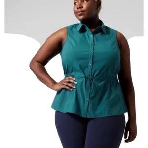 Athleta Levitate Poplin Tank - Borealis Teal Green